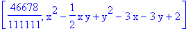 [46678/111111, x^2-1/2*x*y+y^2-3*x-3*y+2]